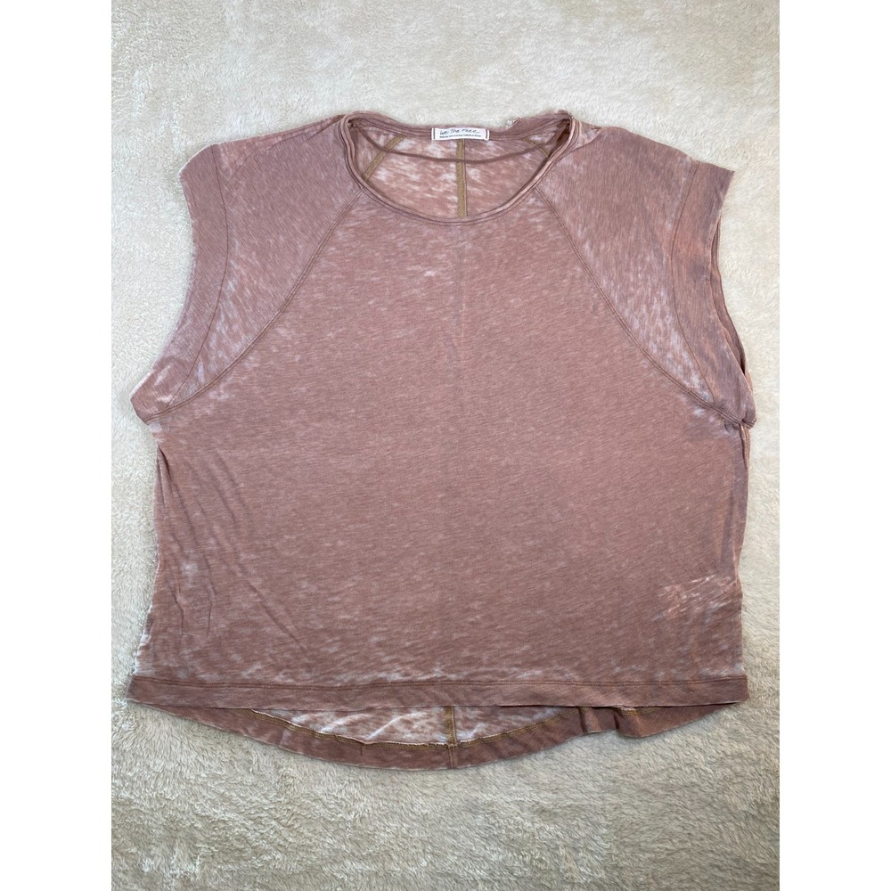 Free People We The Free Women's Size M Burnout Muscle Tank/T Top Rose Pink Sheer